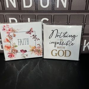 New 2PC Canvas Set “Nothing is impossible with God” & “Faith” Canvas Wall Art